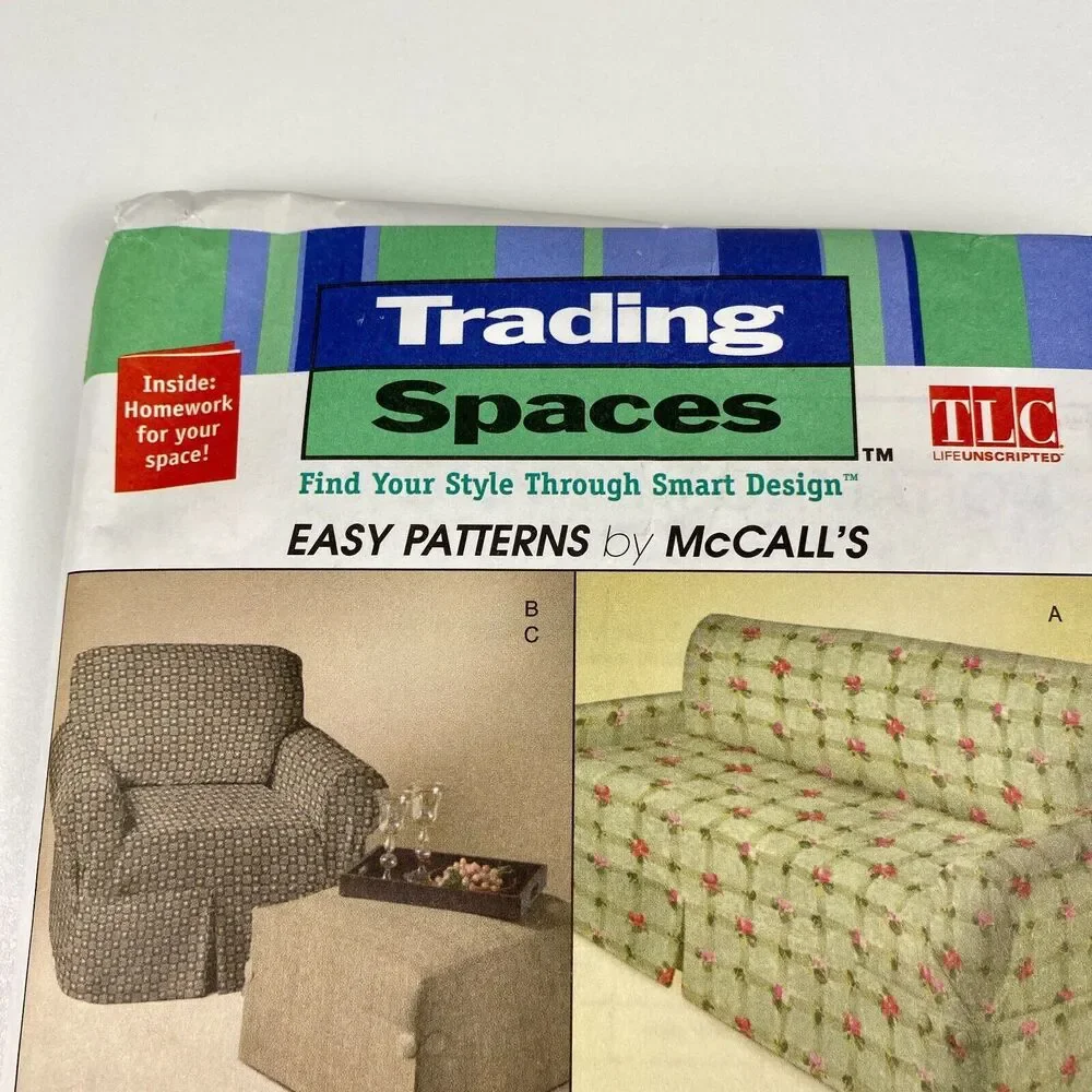 McCalls M4479 Furniture Sofa Chair Slipcovers Trading Spaces TLC sewing pattern